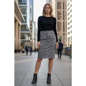 BBJ Houndstooth Pattern Pencil Skirt Black White Size M